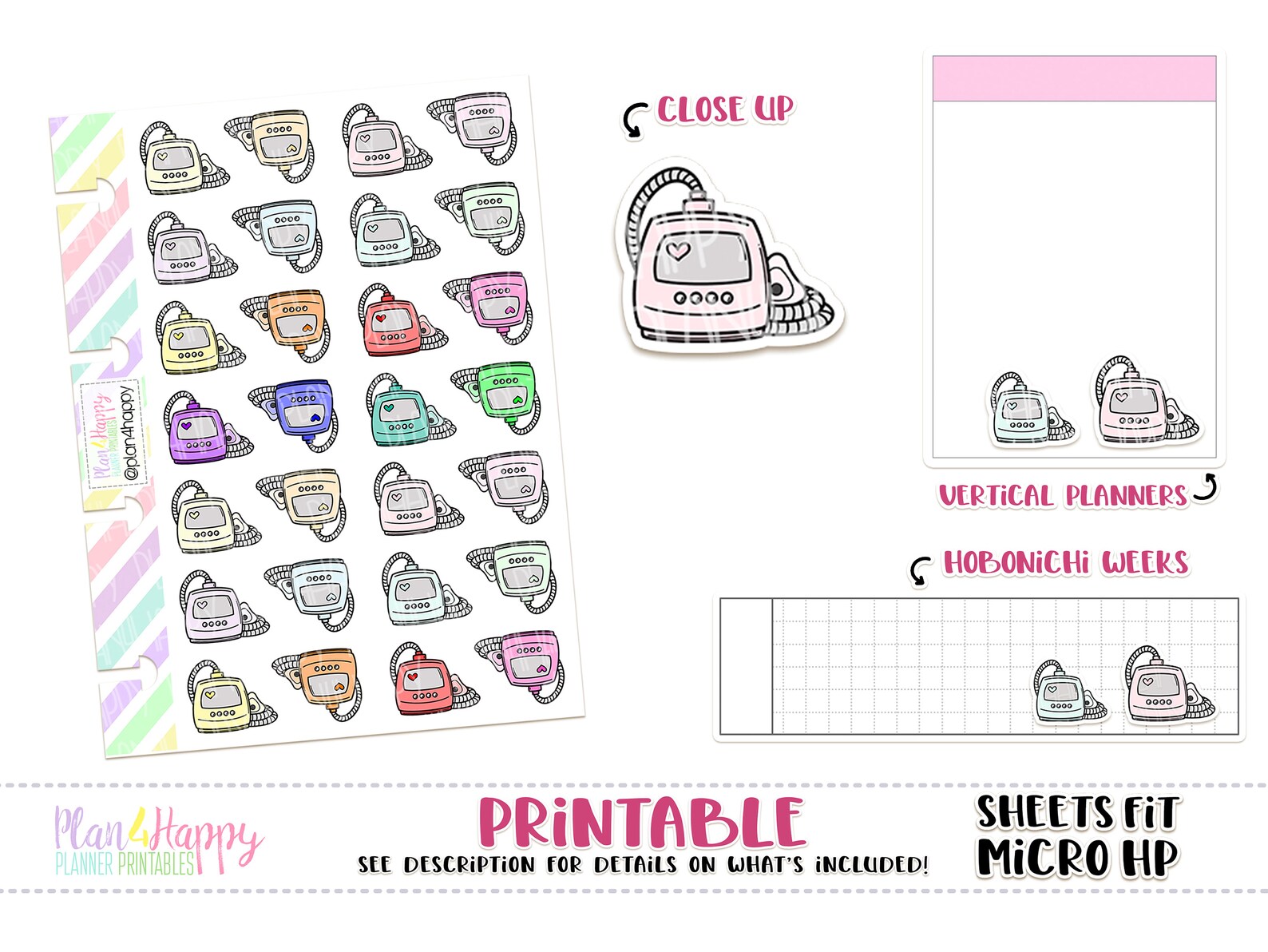 CPAP Machine Printable Planner Stickers Sheets Fit Micro - Etsy