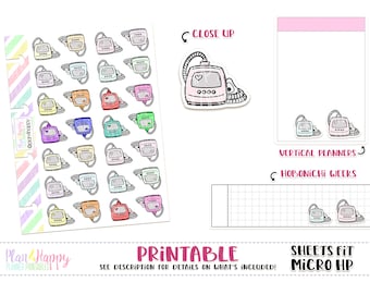 CPAP Machine, Printable Planner Stickers, Sheets Fit Micro Happy Notes, Icon Stickers, Tiny Stickers, Doodle Stickers