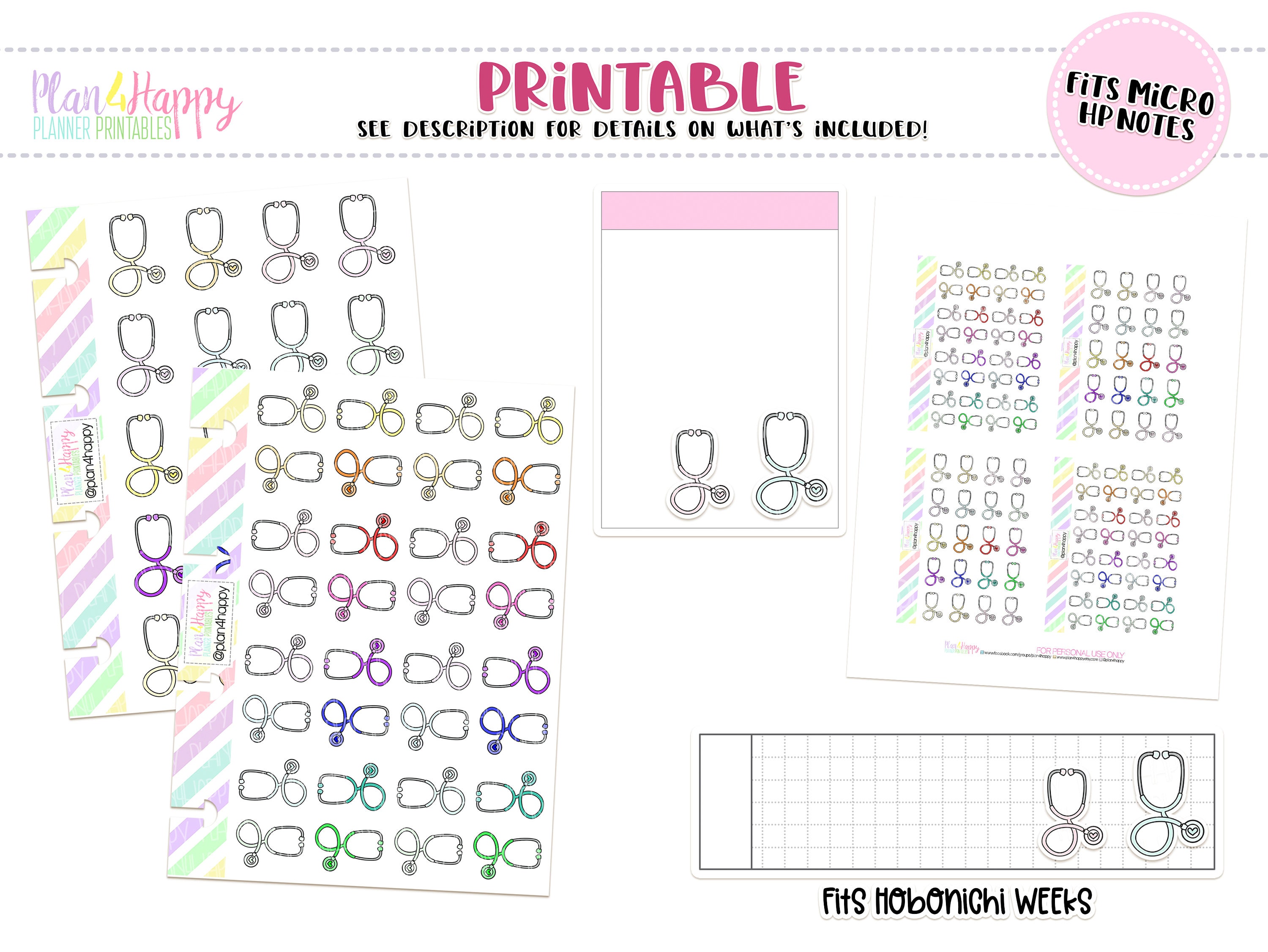Printable Planner Stickers Stethoscope Stickers Fits Micro | Etsy