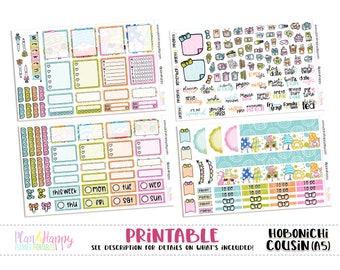 Hobonichi Cousin (A5) Weekly Kit, Summer Gnomes Weekly Kit, Printable Planner Stickers, Printable Weekly Kit, Hobonichi Weekly Kit