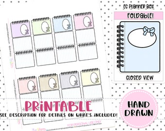 Printable, FOLDABLE Boxes, Fit Most Planners, Notebook Foldable Boxes, Printable Planner Stickers, Hand Drawn Stickers