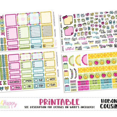 HOBONICHI COUSIN WEEKLY Printable Planner Sticker Kit - Etsy