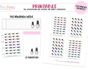 Printable Planner Stickers, Nail Polish Stickers, Fits Micro Happy Notes, Tiny Stickers, Doodle Stickers, Hobonichi Weeks Stickers