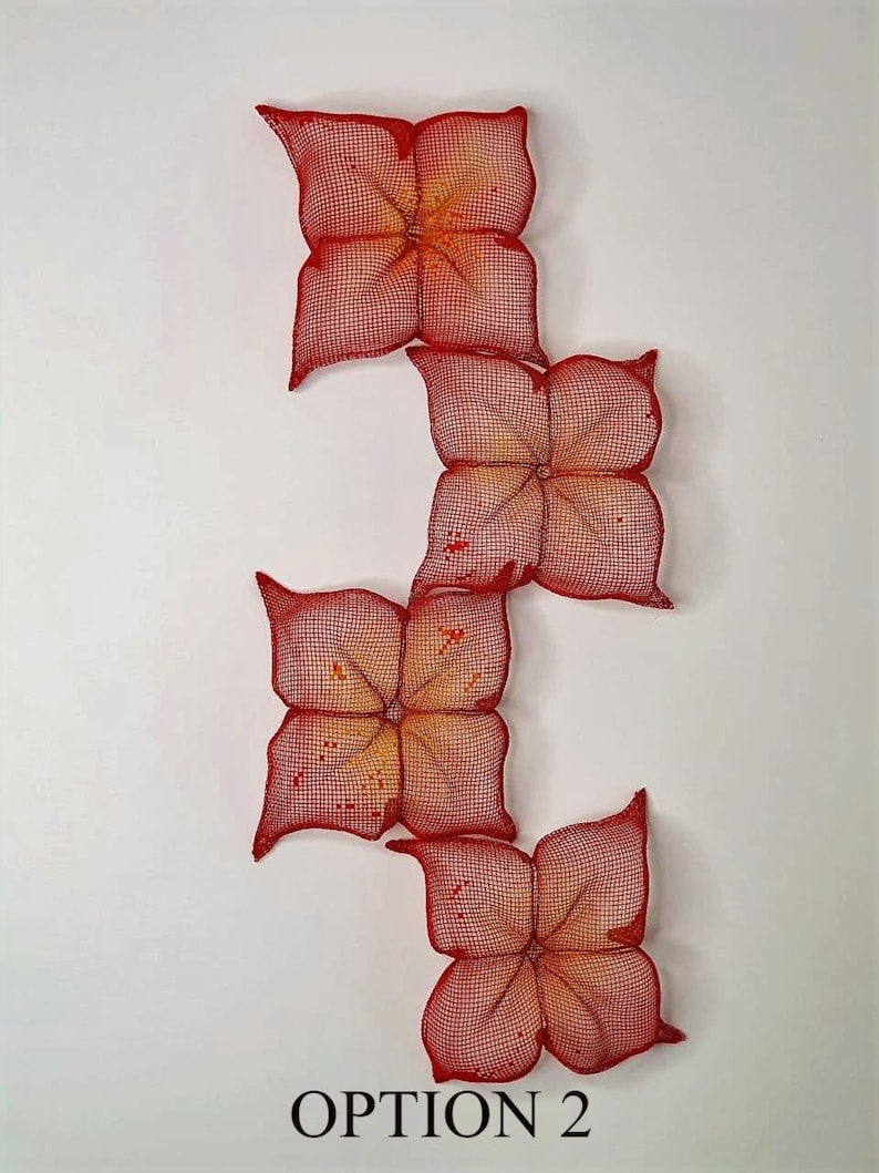 SET Decorative 3D MetalWireMesh Wall Hanging Flower Art Etsy