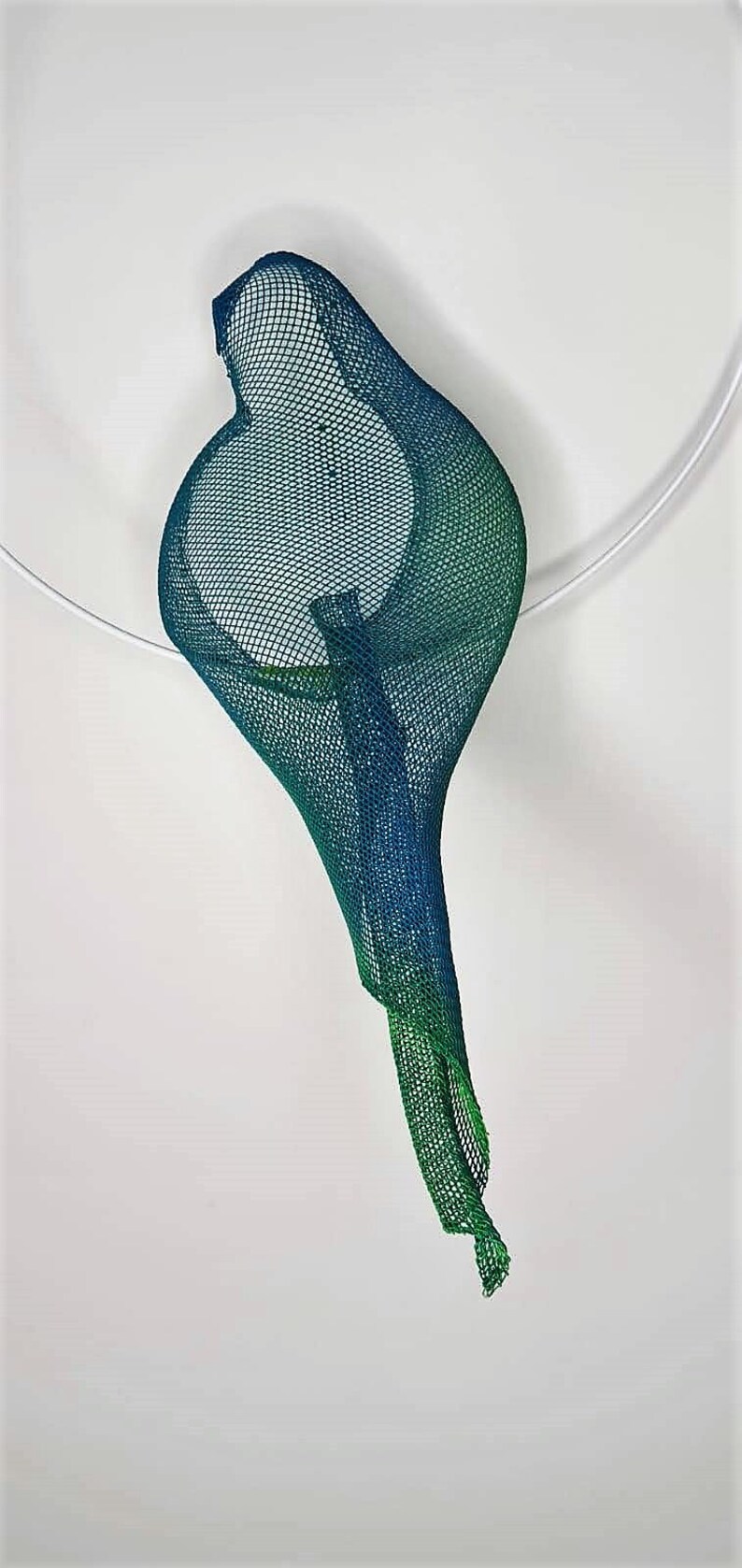 3D Mobile MetalWireMesh Artwork GreenTurquoise Bird for Etsy