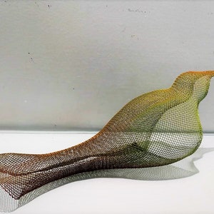 Wire Mesh Sculpture, Wall Sculpture Bird, Shelf Decor Object, Bird Mobile Decor, Bird Lover Gift, Bird Sculpture Art, Metal Bird Sculpture