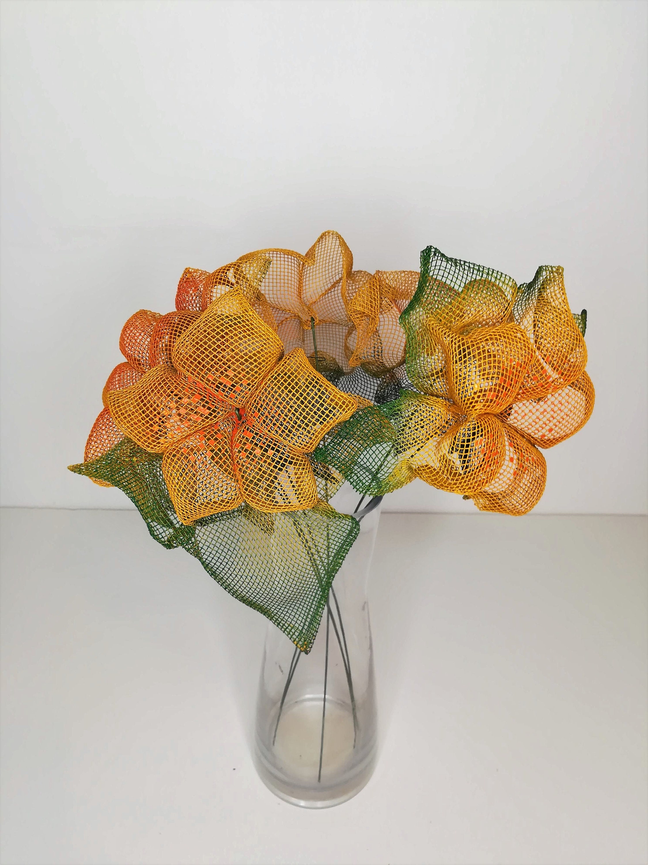 3D Decorative Metalwiremesh Bouquet Flower Sculpture Room Decor Gift