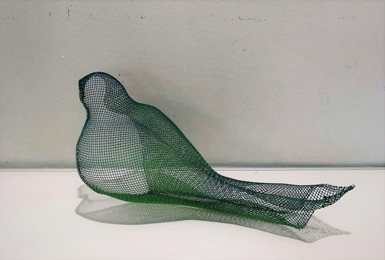 Mesh Metal Wire Bird Sculpture, Gift for Bird Lover, Wire Mesh