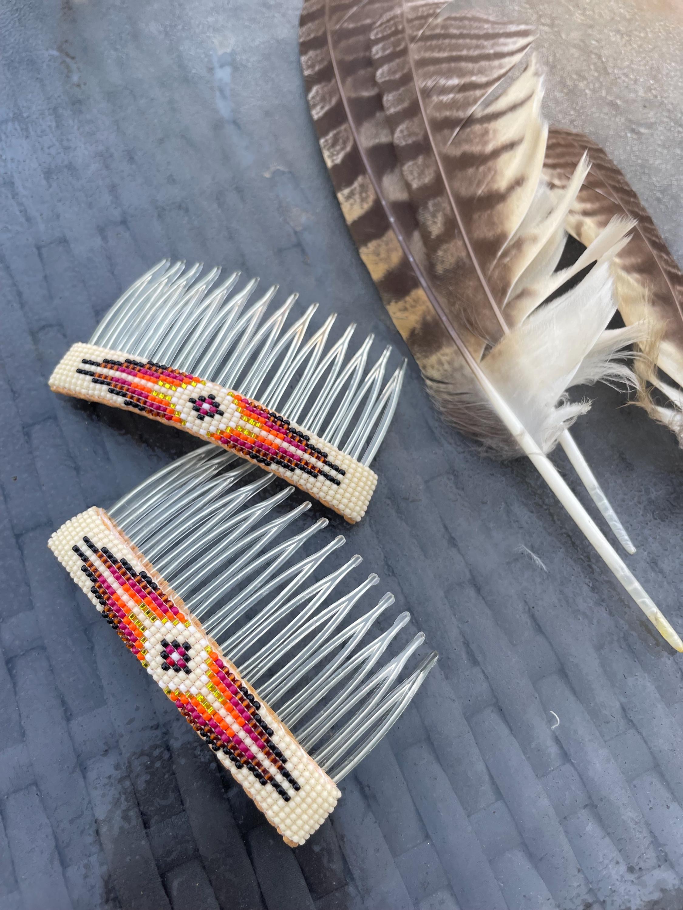 Hand Beaded Native American Hair Comb - Etsy