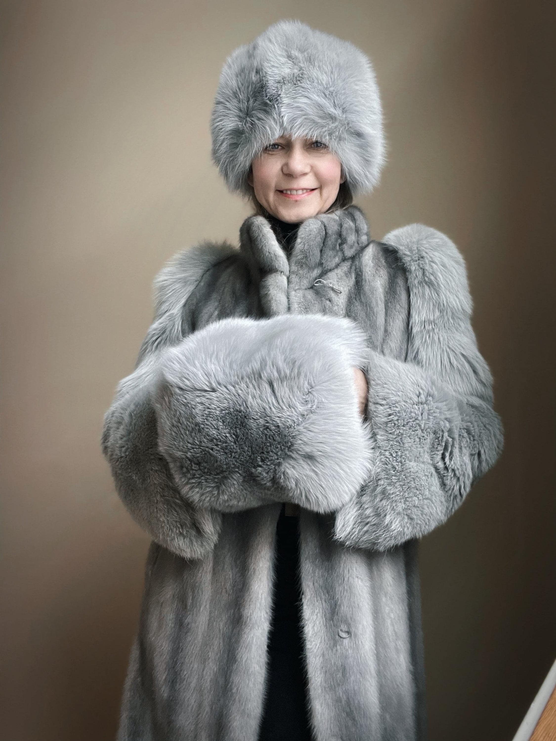 Vintage Genuine Mink and Fox Long Fur Coat in Grey - Etsy