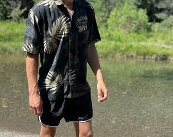 Chemise hawaïenne vintage pour hommes Island Retreat, taille moyenne