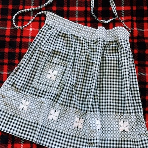 Vintage Black and White Checkered Cotton Apron