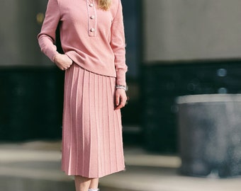 Vintage Pink Knit Top and Skirt