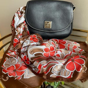 Vintage Silk Scarf Made in Italy with Orange Floral Design