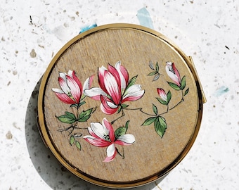 Vintage Stratton Floral Make Up Compact - Collectible Mirror
