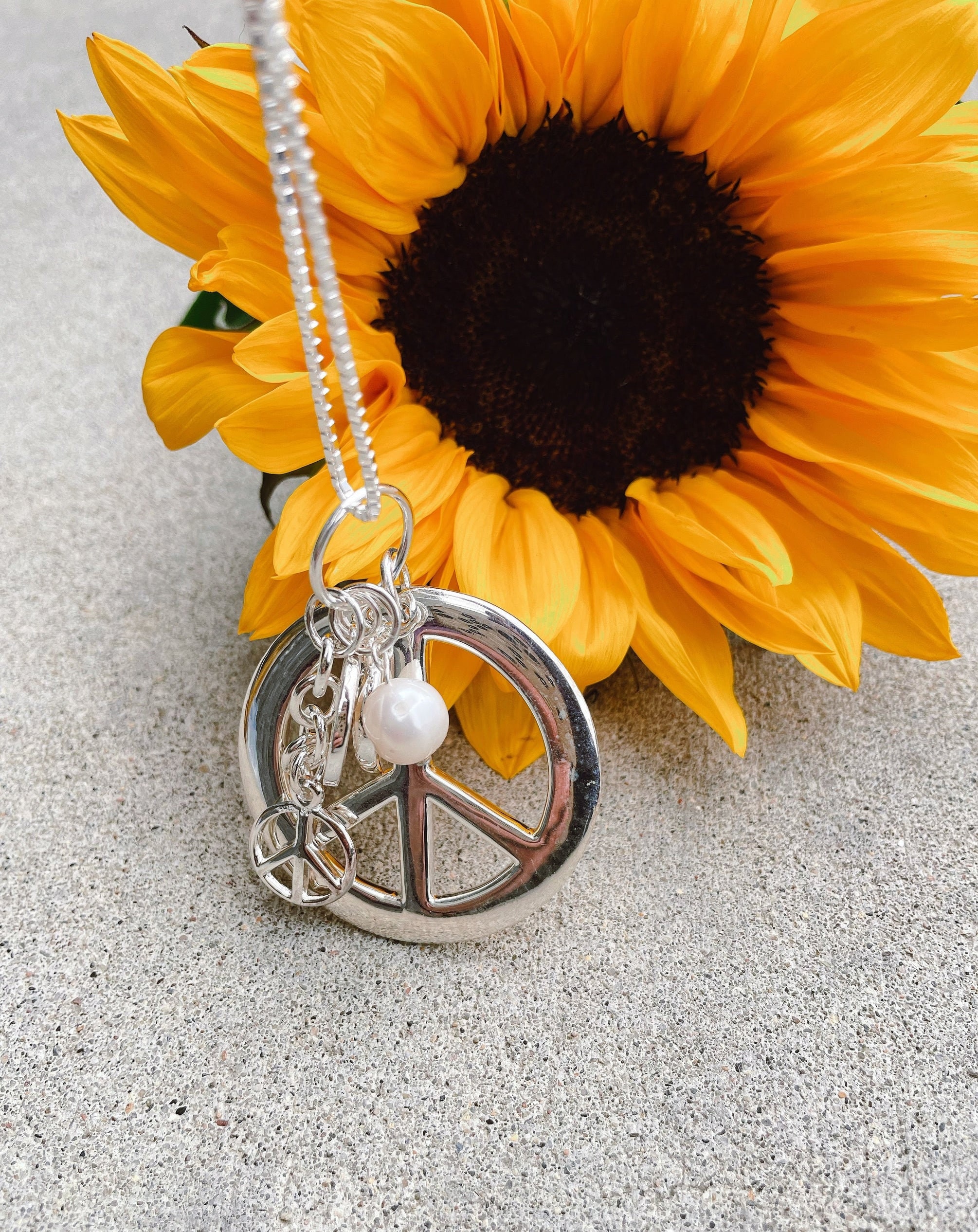 Collana con simbolo della pace in argento sterling 925, gioielli in
