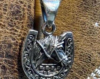 Sterling Silver Horse Pendant Necklace, Western Equestrian Jewelry, 18 Inch Chain
