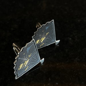 Vintage Damaszener Schwarz und Gold Manschettenknöpfe