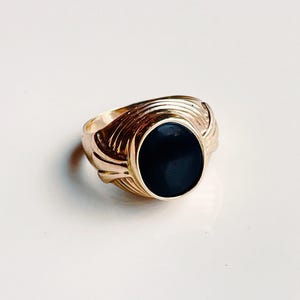 Vintage 10k Yellow Gold And Onyx Ring for Him or Her