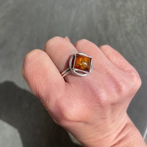 Vintage Amber and Silver Ring
