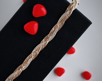 0030~Braided Old Silver Stiff Bracelet