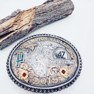 Vintage Western Belt Buckle in Silver with Turquoise inlay