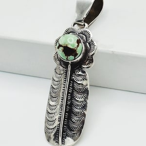 Authentic Navajo Feather Pendant in Sterling Silver with