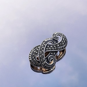 Vintage Marcasite and Silver Art Deco Brooch