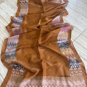 Vintage Missoni Silk Blend Scarf: Iconic Zigzag Pattern, Made in