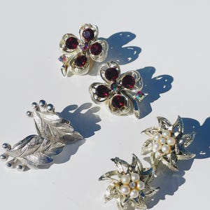 Vintage Rhinestone Clip On Earrings Set of 3 Pairs