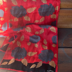 Vintage Red Designer Silk Scarf by Evan-Picone