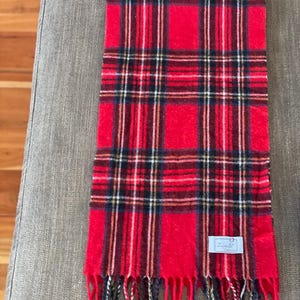 Classic Red Plaid Tartan Winter Scarf Made in Italy, Zighilli
