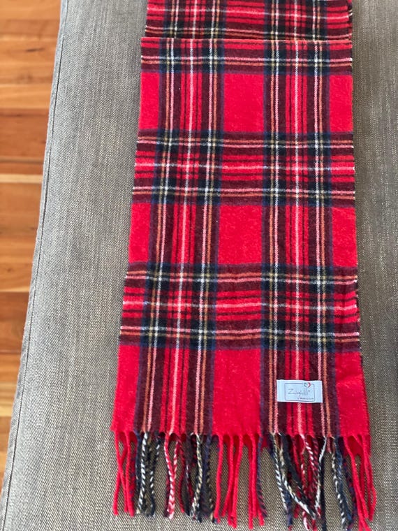 Classic Red Plaid Tartan Winter Scarf Made in Italy, Zighilli