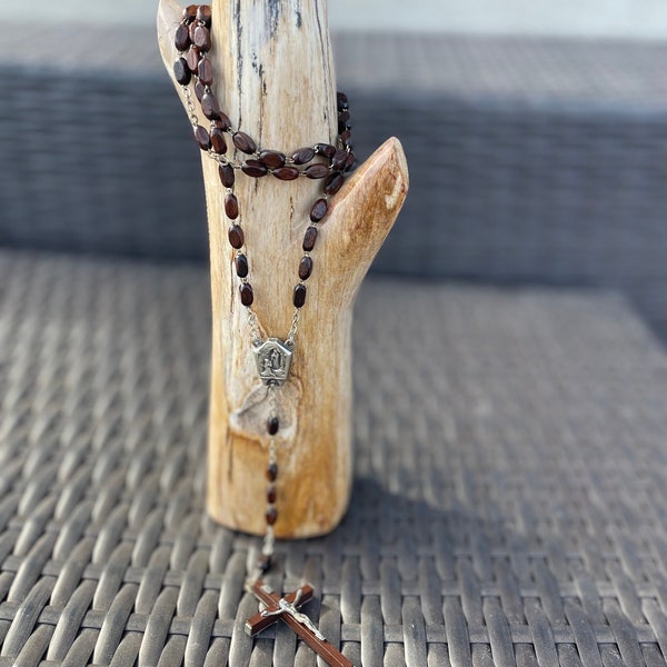 Vintage Lourdes Wooden Rosary