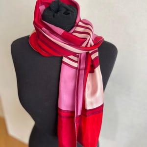 Vintage Vera Neumann Silk Scarf in Red and Pink Geometric Print