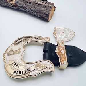 Vintage Western Rodeo Trophy Buckle Set by Montana Silversmiths