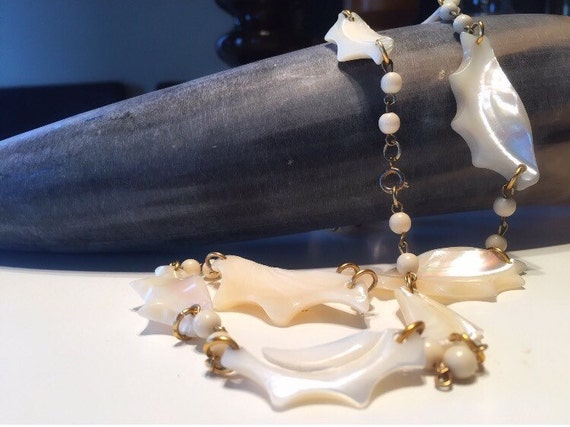 Vintage Long Shell Statement Necklace - image 1