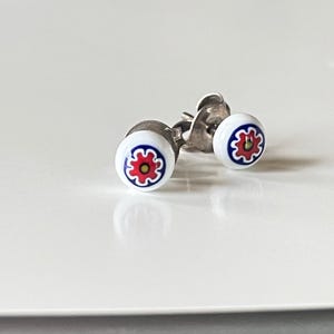 Vintage Italian Mille Fiori Murano Glass Stud Earrings