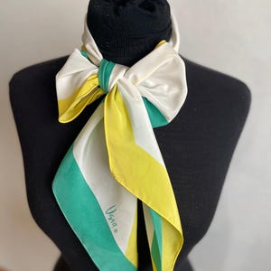 Vintage Vera Neumann Scarf in White Yellow and Green