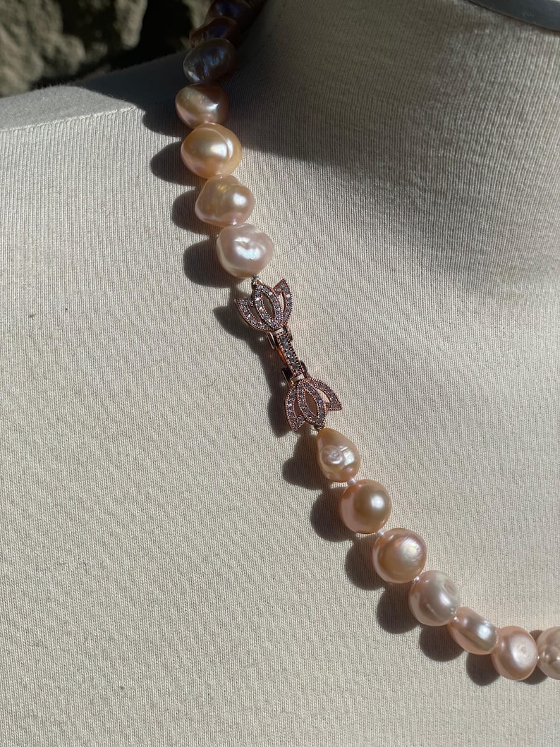 Vintage Baroque Pearl Necklace and Earrings Set in Blush Pink With Bow ...
