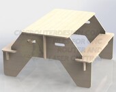 Table With Benches - Project To Cut on CNC Router Vector DXF File Woodwork 050