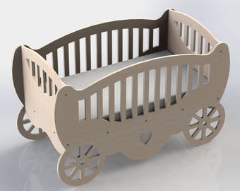 Design della culla per il taglio in router CNC o modello di file DXF laser ArtCAM 076 baby piuttosto bella legno MDF VCarve Vectric Aspire Woodwork