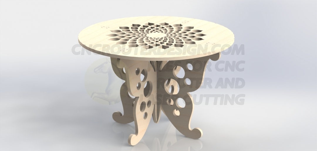 Design Template Butterfly Table for CNC Router or Laser Cutting Aspire  Artcam Vcarve DXF File Birch Cedar Cherry Hickory Maple Oak Pine 