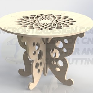 Design Template Butterfly Table For CNC Router or Laser Cutting Aspire ArtCAM VCarve DXF File birch cedar cherry hickory maple oak pine