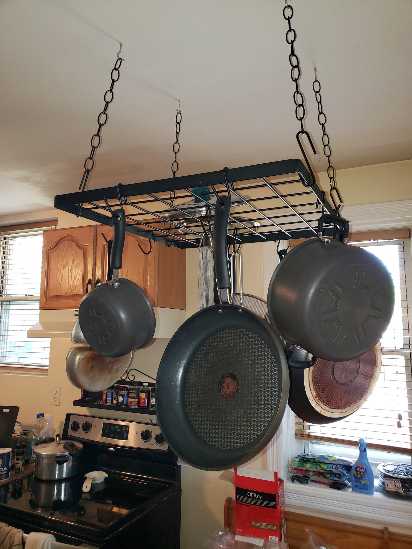 Handmade Square Pot Rack Ceiling Mounted Hanging Pot and Pan Etsy