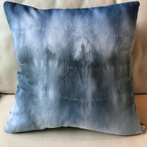 White Denim, Misty Blue and Grey Hand Dyed with Stitch Detail, Style 1