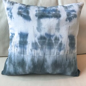 Blue and Grey Hand Dyed White Denim with Stitch Detail, Style 1