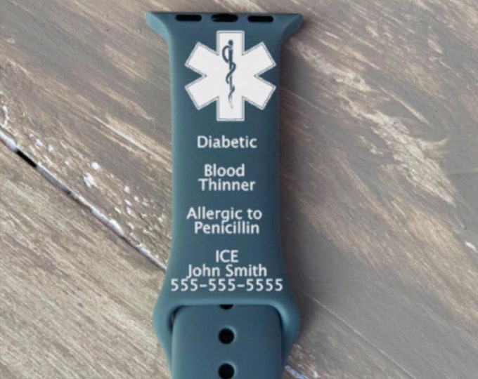 Custom Medical Alert Apple Watch Band Etsy