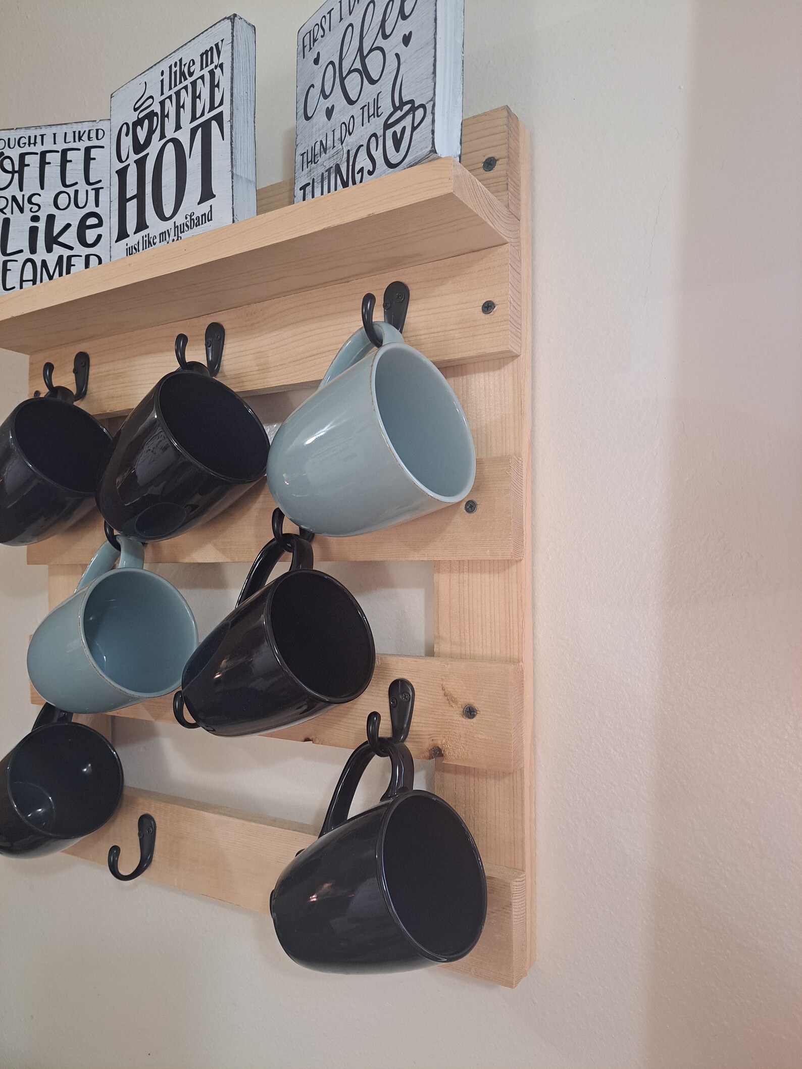 Timber Mug Rack Rustic Wood Coffee Mug Rack With Shelf: Wall Mounted Cup Holder - Etsy