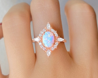 Mia Opal Ring Opal Jewelry Dainty Ring Sterling Silver Minimalist Crystal Statement Ring Rose Gold Ring Stacking Ring Girlfriend Gift Opals